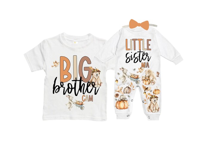 Big Brother/Little Sister Matching Sibling Set. Baby Shower Gift. Take Home Outfit. Matching Sibling Set