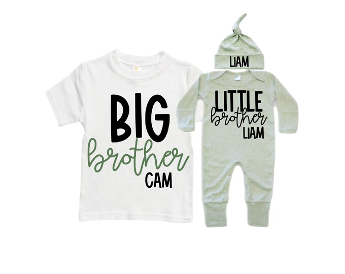Big Brother/Little Brother Matching Sibling Set. Baby Shower Gift. Take Home Outfit. Matching Sibling Set