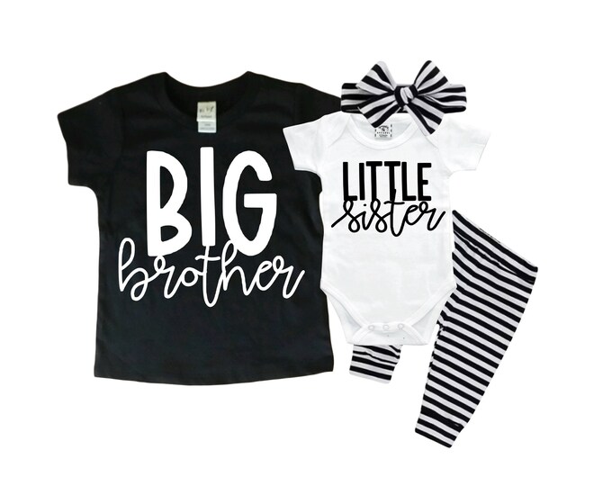 Big Brother/Little Sister Matching Sibling Set. Baby Shower Gift. Take Home Outfit. Matching Sibling Set