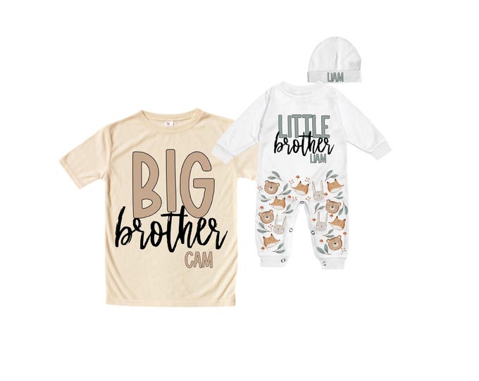 Big Brother/Little Brother Matching Sibling Set. Baby Shower Gift. Take Home Outfit. Matching Sibling Set