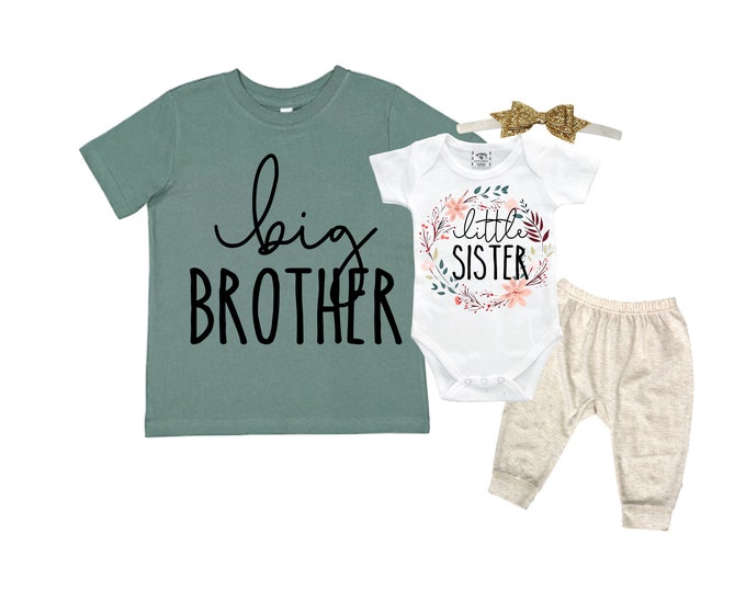 Big Brother/Little Sister Matching Sibling Set. Baby Shower Gift. Take Home Outfit. Matching Sibling Set