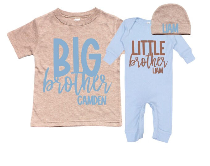 Big Brother/Little Brother Matching Sibling Set. Baby Shower Gift. Take Home Outfit. Matching Sibling Set