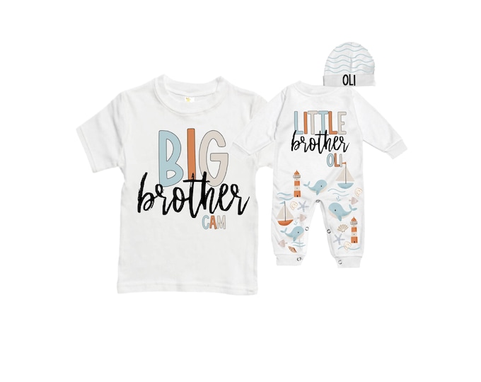 Big Brother/Little Brother Matching Sibling Set. Baby Shower Gift. Take Home Outfit. Matching Sibling Set