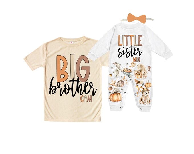 Big Brother/Little Sister Matching Sibling Set. Baby Shower Gift. Take Home Outfit. Matching Sibling Set