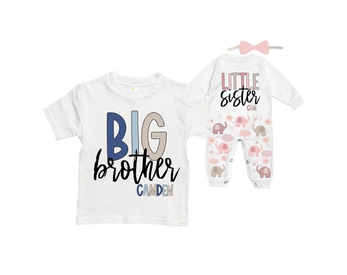 Big Brother/Little Sister Matching Sibling Set. Baby Shower Gift. Take Home Outfit. Matching Sibling Set