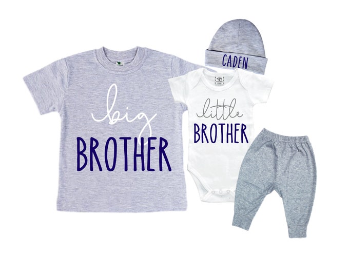 Big Brother/Little Brother Matching Sibling Set. Baby Shower Gift. Take Home Outfit. Matching Sibling Set