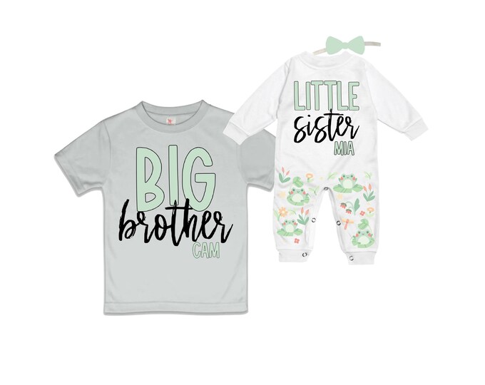 Big Brother/Little Sister Matching Sibling Set. Baby Shower Gift. Take Home Outfit. Matching Sibling Set
