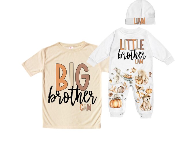 Big Brother/Little Brother Matching Sibling Set. Baby Shower Gift. Take Home Outfit. Matching Sibling Set