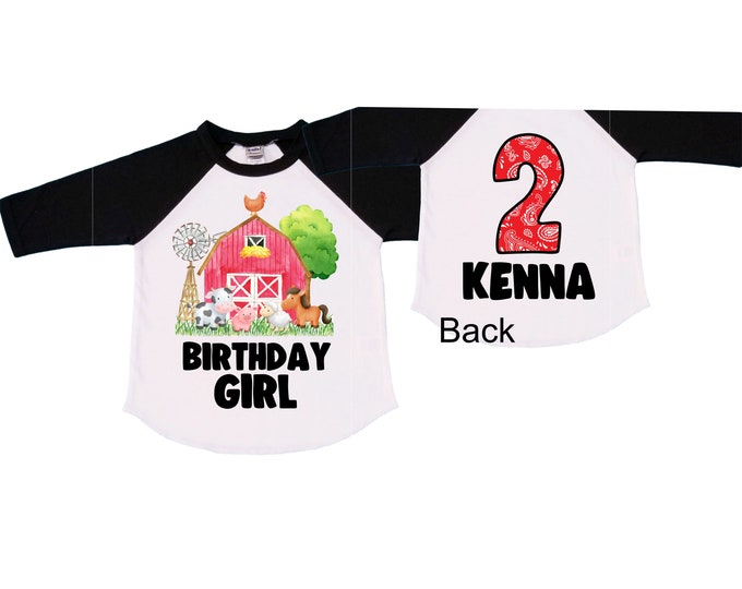 Personalized Barn Farm Animal theme Birthday Shirt. Two Birthday. Girls farm  Birthday Shirt.  Farm Birthday Shirt. 2nd Birthday. TWO Second