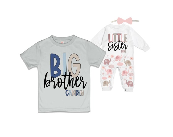 Big Brother/Little Sister Matching Sibling Set. Baby Shower Gift. Take Home Outfit. Matching Sibling Set