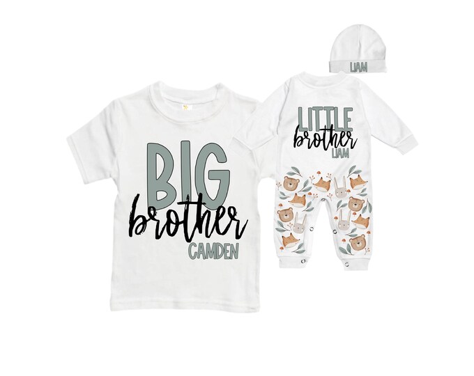 Big Brother/Little Brother Matching Sibling Set. Baby Shower Gift. Take Home Outfit. Matching Sibling Set