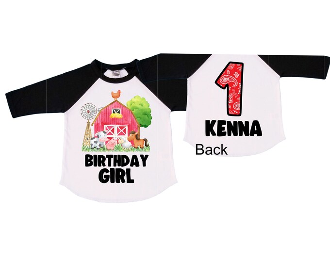 Farm Barn Tractor Farm Animal theme Birthday Shirt. ONE Birthday. Girl's Tractor Birthday. Farm Birthday Shirt. First Birthday Cake Smash