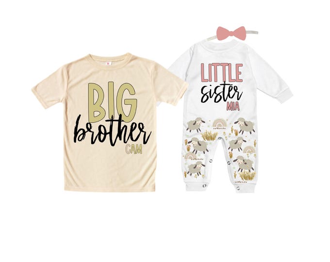 Big Brother/Little Sister Matching Sibling Set. Baby Shower Gift. Take Home Outfit. Matching Sibling Set