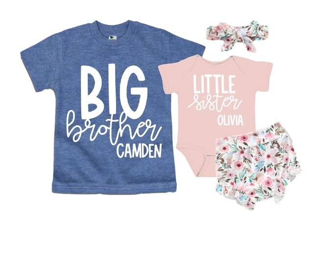 Big Brother/Little Sister Matching Sibling Set. Baby Shower Gift. Take Home Outfit. Matching Sibling Set
