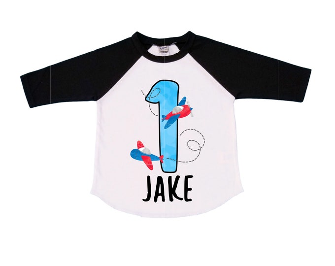 Personalized Airplane theme Birthday Shirt. ONE Birthday. Boy's Car Birthday Shirt. Airplane Racing Birthday Shirt.