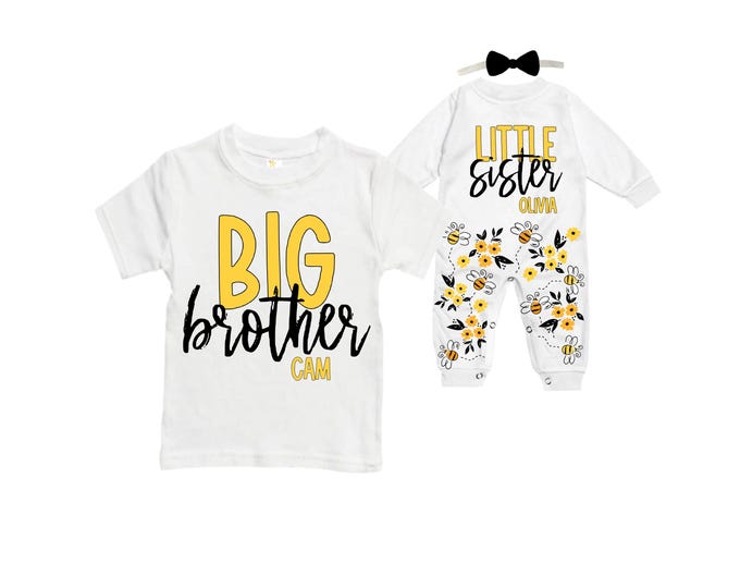 Big Brother/Little Sister Matching Sibling Set. Baby Shower Gift. Take Home Outfit. Matching Sibling Set