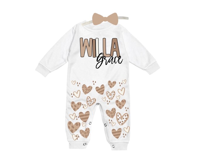 Personalized Name Baby Outfit. Baby Shower Gift. New Born Bring Home Outfit.