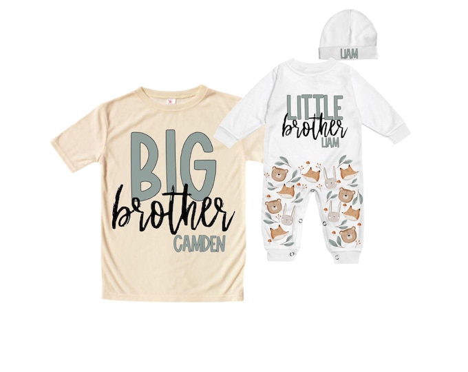 Big Brother/Little Brother Matching Sibling Set. Baby Shower Gift. Take Home Outfit. Matching Sibling Set