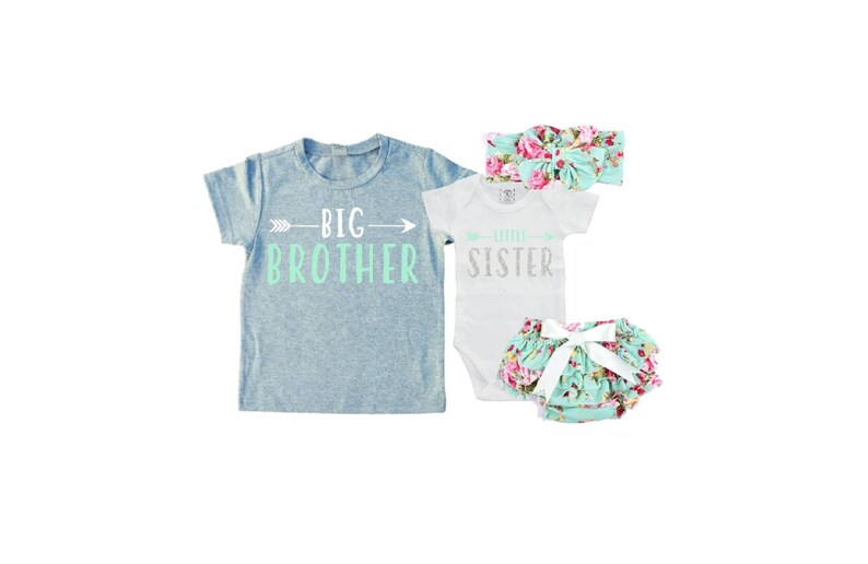 Big Brother/Little Sister Matching Sibling Set. Baby Shower Gift. Take Home Outfit. Matching Sibling Set 