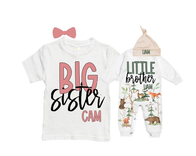 Big Sister SHIRT /Little Brother Matching Sibling Set. Baby Shower Gift. Take Home Outfit. Matching Sibling Set
