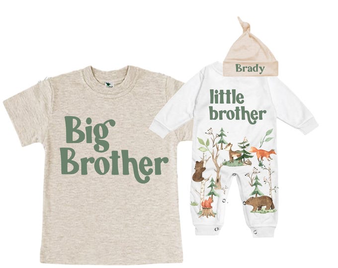 Big Brother/Little Brother Matching Sibling Set. Baby Shower Gift. Take Home Outfit. Matching Sibling Set