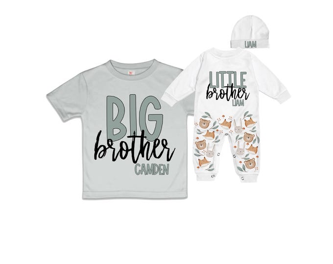 Big Brother/Little Brother Matching Sibling Set. Baby Shower Gift. Take Home Outfit. Matching Sibling Set