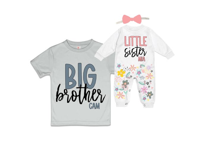 Big Brother/Little Sister Matching Sibling Set. Baby Shower Gift. Take Home Outfit. Matching Sibling Set