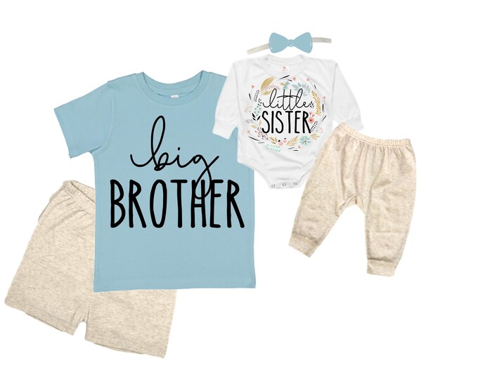 Big Brother/Little Sister Matching Sibling Set. Baby Shower Gift. Take Home Outfit. Matching Sibling Set