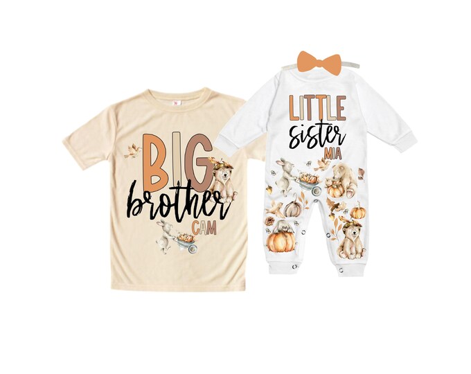 Big Brother/Little Sister Matching Sibling Set. Baby Shower Gift. Take Home Outfit. Matching Sibling Set