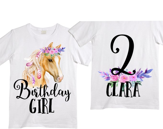 Personalized Two Horse Unicorn theme Birthday Shirt. Two Birthday. Girl's Dino Birthday Shirt. Dinosaur Birthday Shirt.