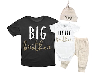 Big Brother/Little Brother Matching Sibling Set. Baby Shower Gift. Take Home Outfit. Matching Sibling Set