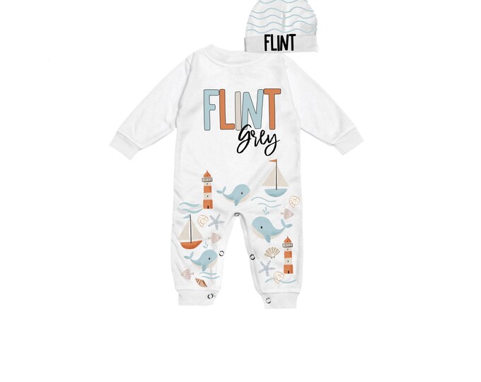 Personalized Name Baby Outfit. Baby Shower Gift. New Born Bring Home Outfit.