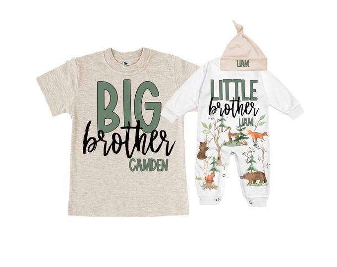 Big Brother/Little Brother Matching Sibling Set. Baby Shower Gift. Take Home Outfit. Matching Sibling Set