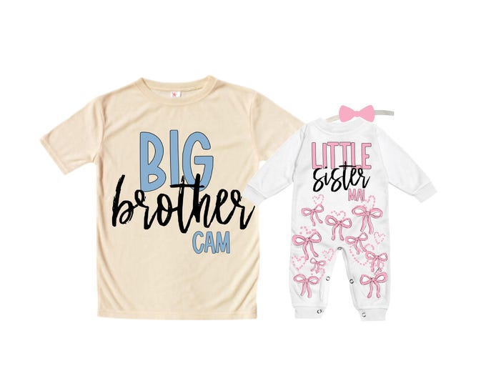 Big Brother/Little Sister Matching Sibling Set. Baby Shower Gift. Take Home Outfit. Matching Sibling Set