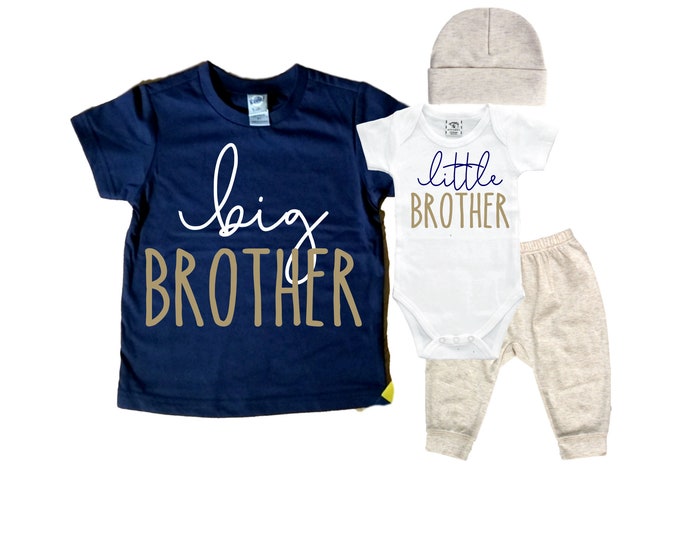 Big Brother/Little Brother Matching Sibling Set. Baby Shower Gift. Take Home Outfit. Matching Sibling Set