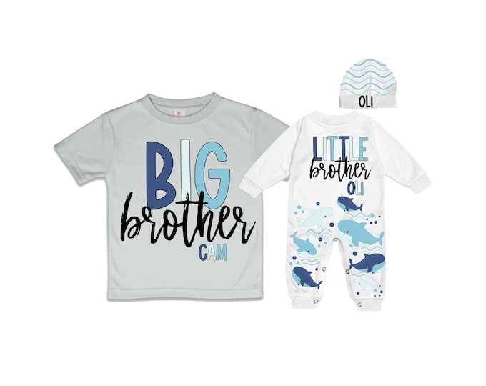 Big Brother/Little Brother Matching Sibling Set. Baby Shower Gift. Take Home Outfit. Matching Sibling Set