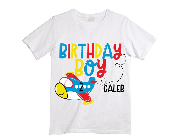 Personalized Airplane theme Birthday Shirt. Two Birthday. Boy's Car Birthday Shirt. Airplane Racing Birthday Shirt.
