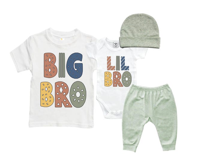 Big Brother/Little Brother Matching Sibling Set. Baby Shower Gift. Take Home Outfit. Matching Sibling Set