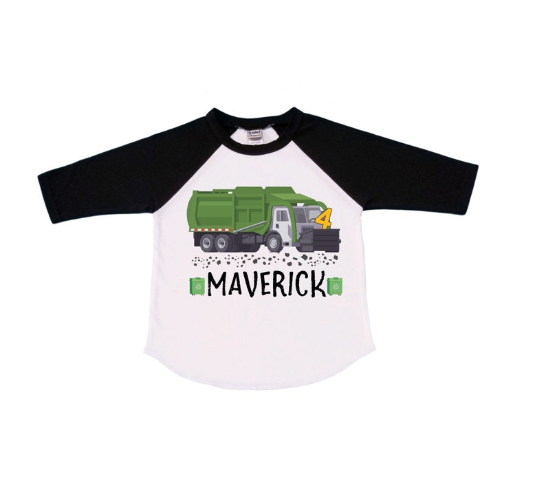Personalized Trash Truck / Garbage Truck FOUR Raglan Monster Etsy