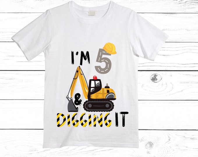5 Digging It Truck Construction FIVE theme Birthday Shirt. FIVE Birthday. Birthday. Trash Truck Birthday .