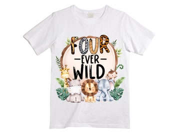 Personalized Let's Get Wild Birthday Shirt. FOUR  Birthday. Boy's Truck Birthday Shirt. Safari Birthday Shirt.