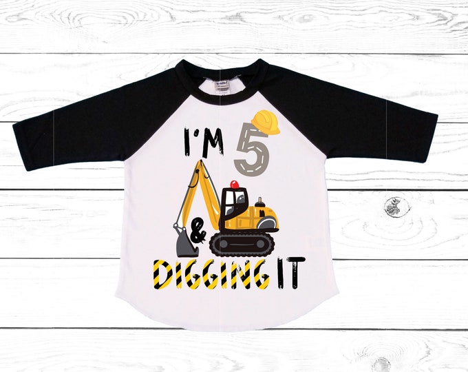 5 Digging It Truck Construction FIVE theme Birthday Shirt. FIVE Birthday. Birthday. Trash Truck Birthday .