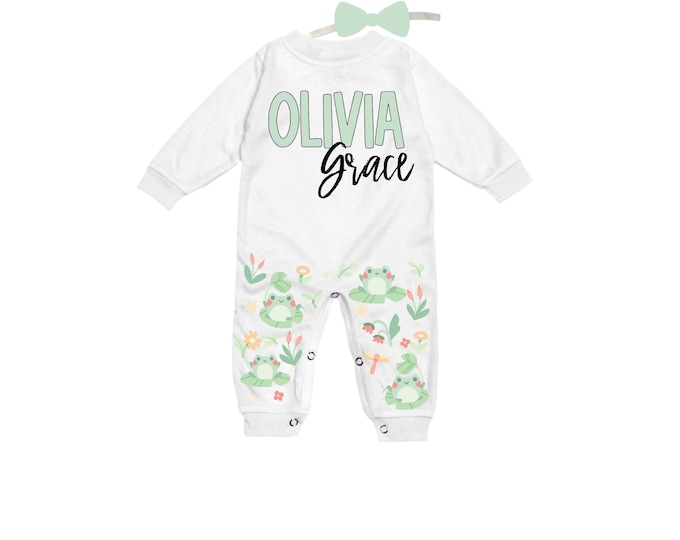 Personalized Name Baby Outfit. Baby Shower Gift. New Born Bring Home Outfit.
