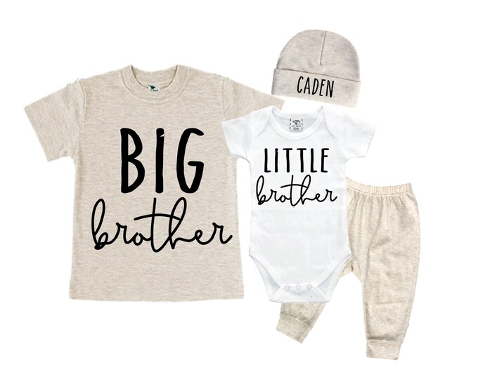 Big Brother/Little Brother Matching Sibling Set. Baby Shower Gift. Take Home Outfit. Matching Sibling Set
