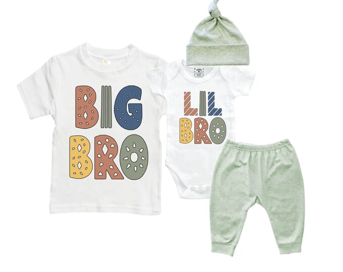 Big Brother/Little Brother Matching Sibling Set. Baby Shower Gift. Take Home Outfit. Matching Sibling Set