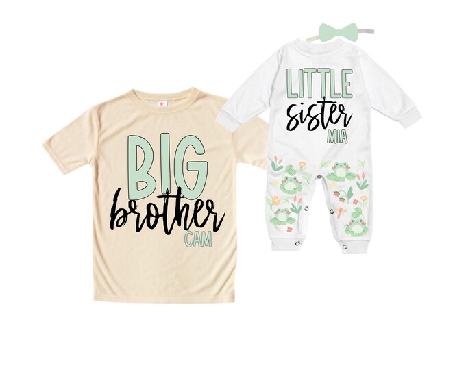 Big Brother/Little Sister Matching Sibling Set. Baby Shower Gift. Take Home Outfit. Matching Sibling Set