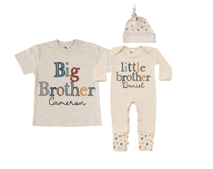 Big Brother/Little Brother Matching Sibling Set. Baby Shower Gift. Take Home Outfit. Matching Sibling Set