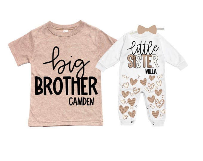 Big Brother/Little Sister Matching Sibling Set. Baby Shower Gift. Take Home Outfit. Matching Sibling Set