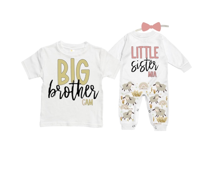 Big Brother/Little Sister Matching Sibling Set. Baby Shower Gift. Take Home Outfit. Matching Sibling Set