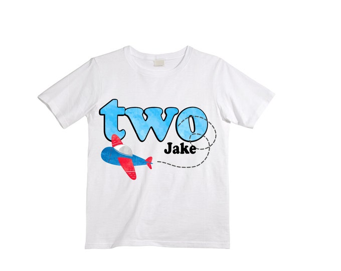 Personalized Airplane theme Birthday Shirt. Two Birthday. Boy's Car Birthday Shirt. Airplane Racing Birthday Shirt.